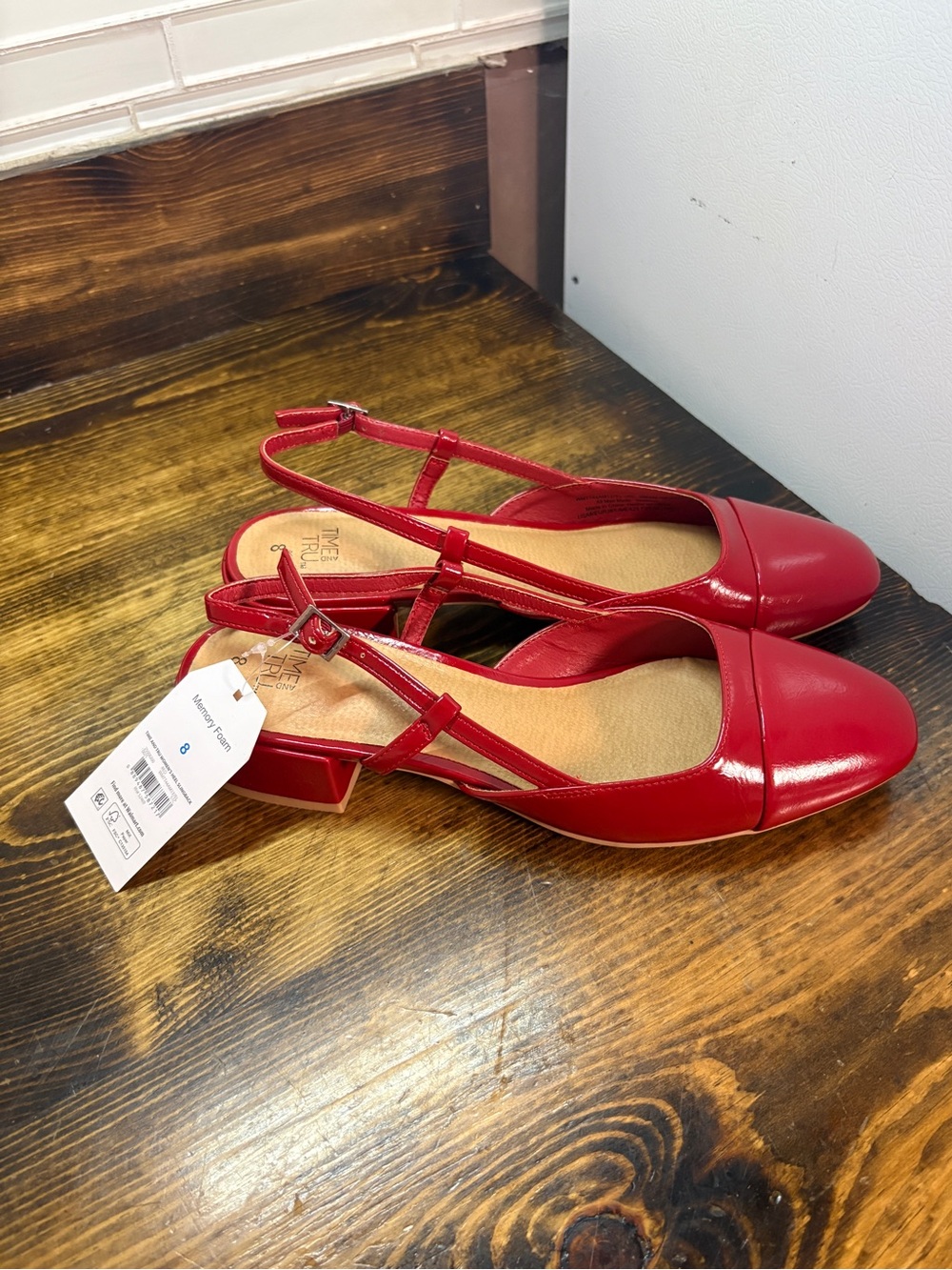 Time And Tru Red Slingback Heels Size 8
